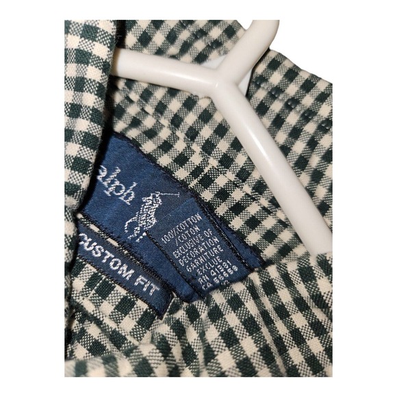 Ralph Lauren Button Down Shirt Large Men's Green Gingham Check Long Sleeve VGT - Picture 3 of 7